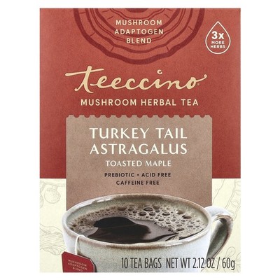Mushroom Herbal Tea, Turkey Tail Astragalus, Toasted Maple, Caffeine Free, 10