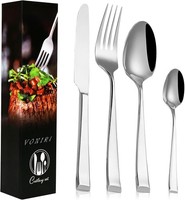 Cutlery Set 16Pcs Knife Fork Spoon and Teaspoon Set 18/10 Stainless Steel