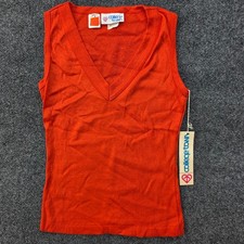 Vintage 80s College Town Cotton V Neck Sweater Vest S Red Preppy USA Dopamine