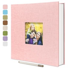 HoneyTolly Large Photo Album Self Adhesive with 11"x10.6" 40Pages, Light Pink