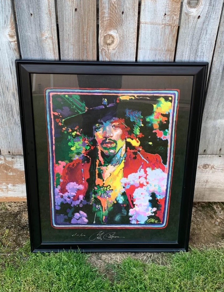 RARE Jimi Hendrix 7-Color Print Black Light Poster Signed By