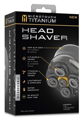 MicroTouch Titanium Head Shaver for Men, 5 Head Rotary, Cordless USB