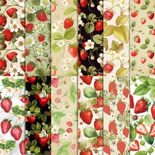 24 Sheets Strawberry Scrapbook Pape 12" Strawberry Pattern Paper Sweet Red Pi...