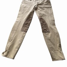 Vintage Ralph Lauren Women  s Tan Riding Pants Breeches Knee Patch Stretch Size 6