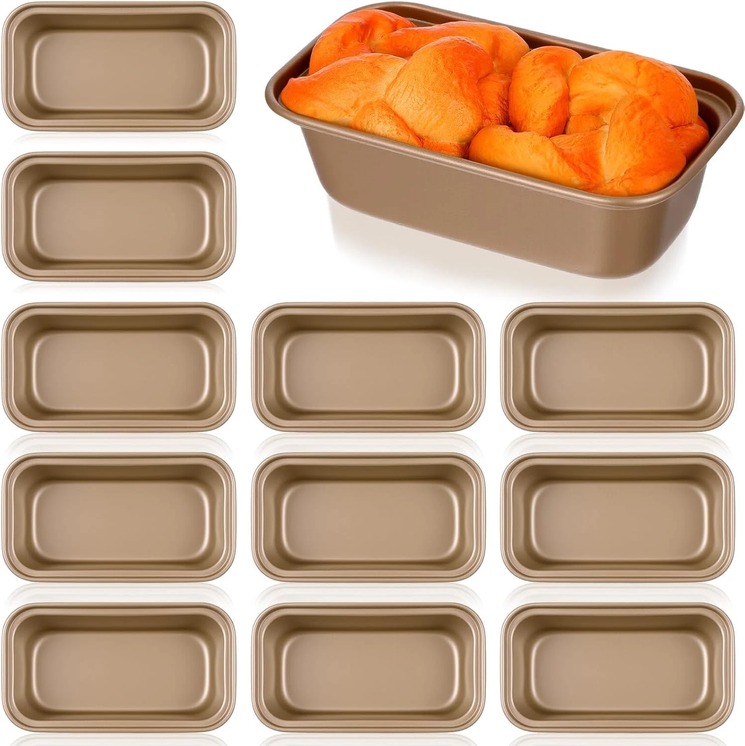 12 Pcs Mini Loaf Pan for Baking Nonstick Carbon Steel Banana Bread Tins Small Ba