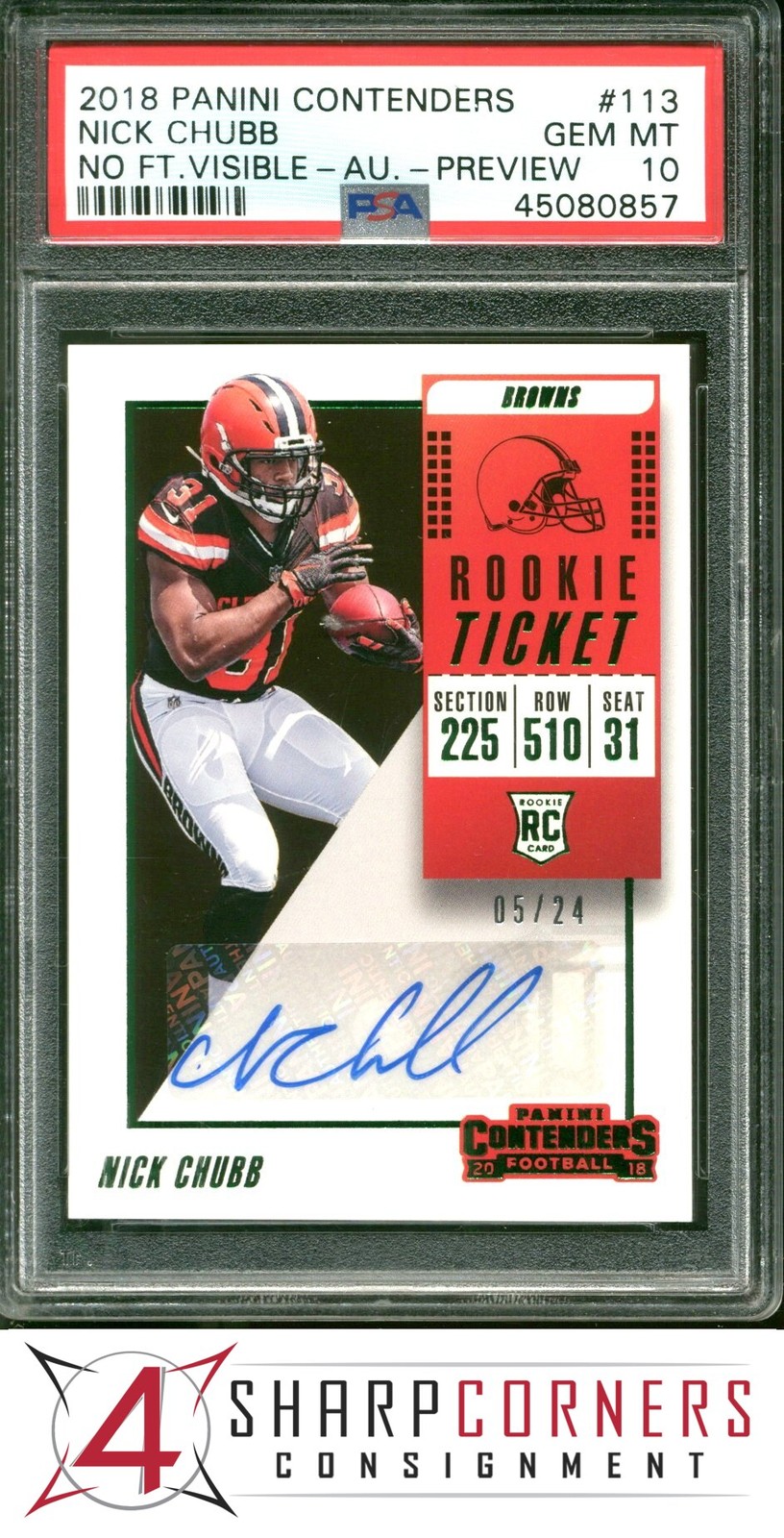 Nick Chubb Panini Playoff Contenders Preview Autograph #113 Base