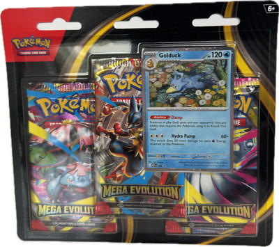 Pokémon | Mega Evolution 3 Pack Blister | Booster | Golduck | Eng | Neu