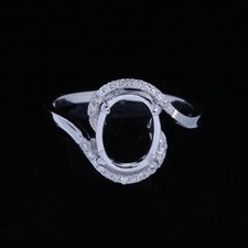 10x8mm Oval Shape Semi Mount Ring 925 Sterling Silver Vintage Halo Twist Ring