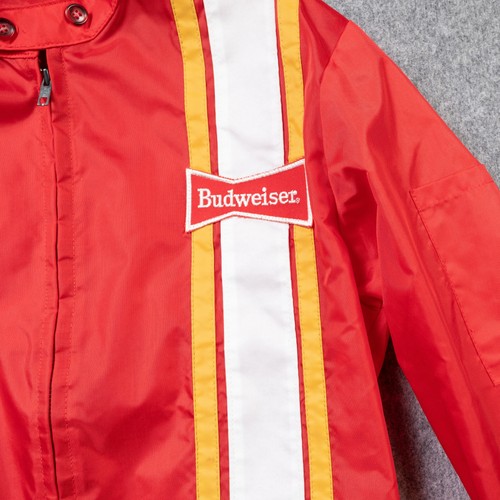 Vintage Budweiser Jacket Mens Medium Retro Nylon Windbreaker Stripe 80s - Picture 4 of 12