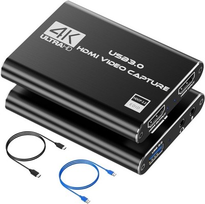 4K HDMI Capture Card for Streaming, Full HD 1080P 60FPS USB 3.0 Cam Link Game...