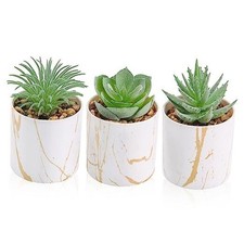  3 Pack Small Fake Plants Succulents Plants Artificial in Pots for Home Green