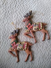 Vintage Hard Plastic Brown Reindeer Christmas...