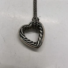 David Yurman Sterling & 18k Cable Heart Pendant On 16” Box Chain