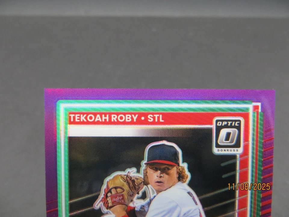 2025 Donruss Optic Tekoah Roby Purple Prizm Rated Prospect Auto /49 Cardinals - Image 2 of 4
