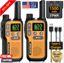 2 PACK Long Range Walkie Talkie 100 Mile Two Way Radio Charge Headset Waterproof