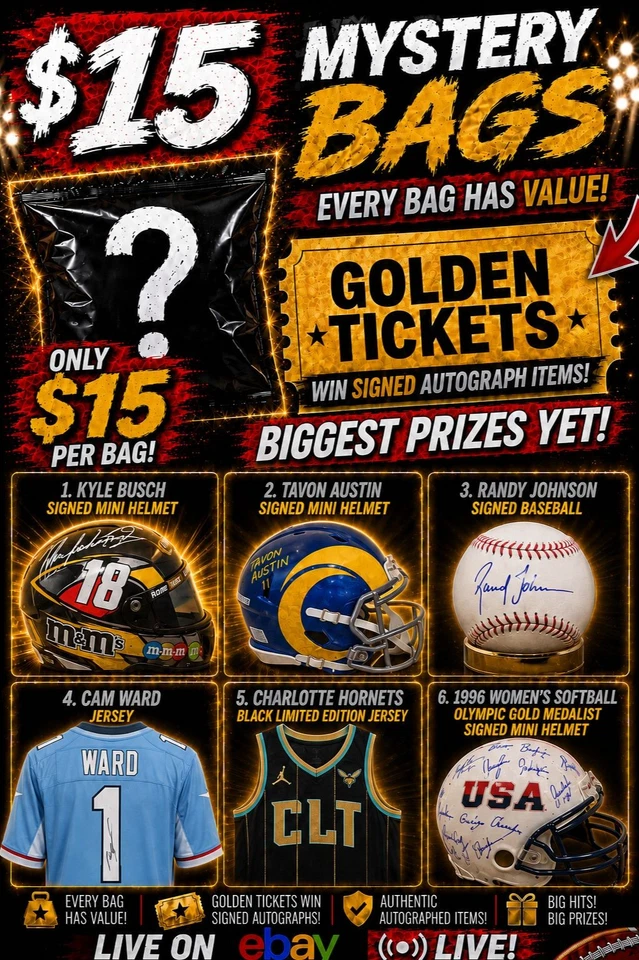 💥🎫$15 Mystery Memorabilia Madness!! Golden Tickets - AUTOGRAPHED!!🎫💥