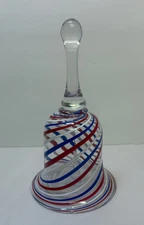 Pairpoint 10" Art Glass Wedding Bell - Red, White, & Blue - Made in USA