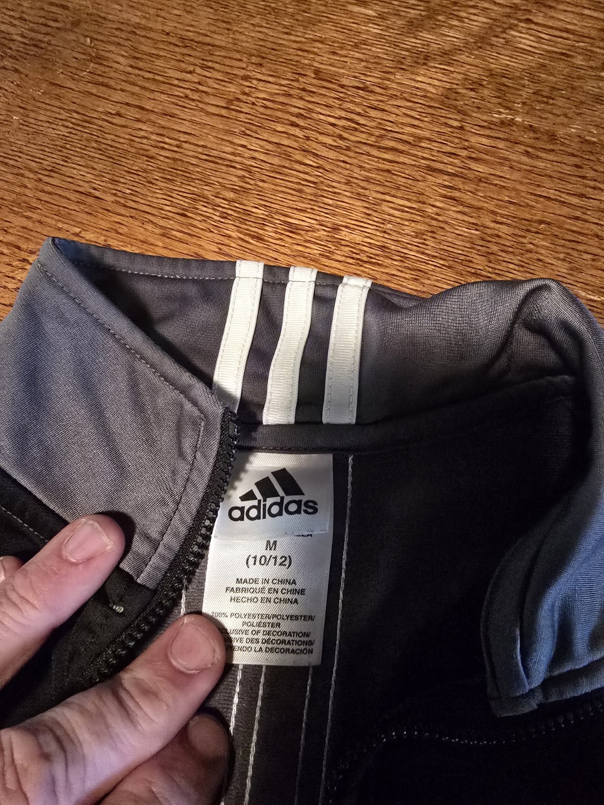  ADIDAS Black Gray Youth Jacket Size L 10-12 NWT Full Zip 3 Stripes Track Soccer thumbnail 3