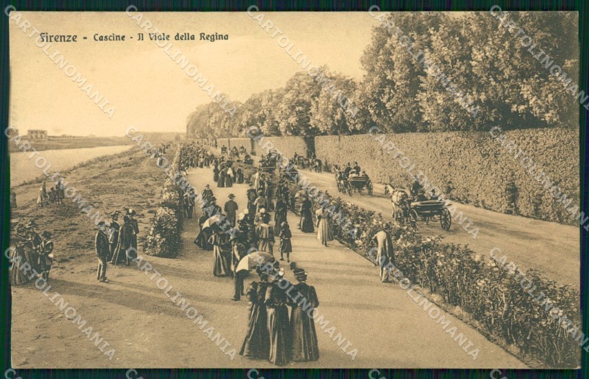Firenze Città Cascine Viale della Regina Carrozze cartolina WX0135