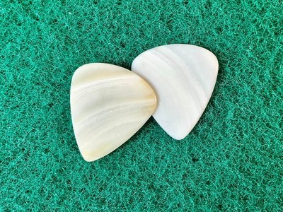 Two seashell guitar picks/1.3mm thick, classic profile... by BeachSidePicks.