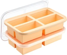 Super Ice Cube Tray 1 Cup X 4 Portions Big Silicone Freezing Mold with Lid, for 