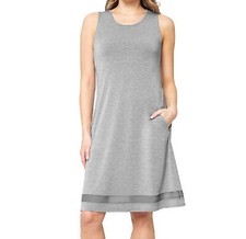 Mondetta Women's MEDIUM Built in Bra Performance Sleeveless Travel Dress - Gray
