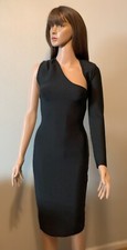 Nova Fashion Black Bodycon One Sleeve Stretch Dress Size S