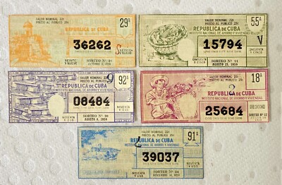5 Billetes De Loteria-1959-republica De Cvb@