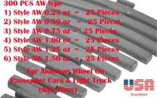 300 Pcs ASSORTMENT CLIP-ON WHEEL WEIGHT BALANCE AW 0.25 0.50 0.75 1.0 1.25 1.50z