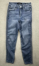 Judy Blue Jeans JB88468 Relaxed Fit Braid Detail Women's 0/24 Blue Denim Stretch