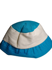 Vintage Child's Beach Hat Blue White Japan Retro Mod 1960s Unused Cloth Fabric