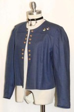 BLUE LINEN COTTON German Women SUMMER Dress Suit JACKET Over Coat / 42 14 L