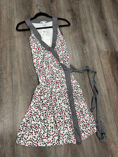 NWT Kenzie Womens Wrap Polka Dot Dress Medium Red gray white black
