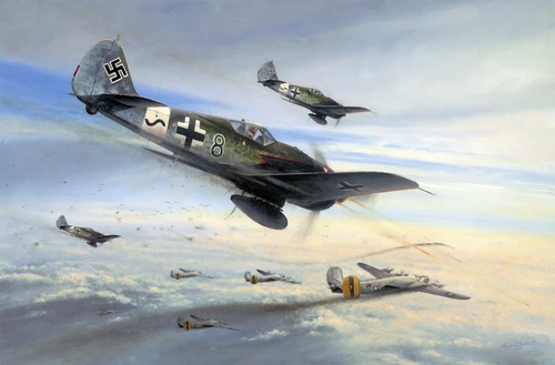 Ramraiders by Richard Taylor aviation art print autographed by WW2 Fw190 Pilots