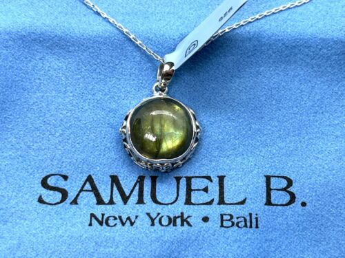 NOUVEAU collier pendentif designer SAMUEL B argent sterling labradorite TOBA - Photo 1/12