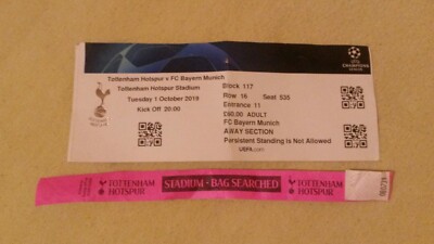 Used Sammler Ticket&Band UCL Tottenham Hotspur vs FC Bayern München 01.10.19 FCB