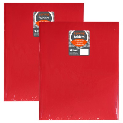 C-Line Two-Pocket Heavyweight Poly Portfolio Folder with Prongs, Red, 10 Per Pac