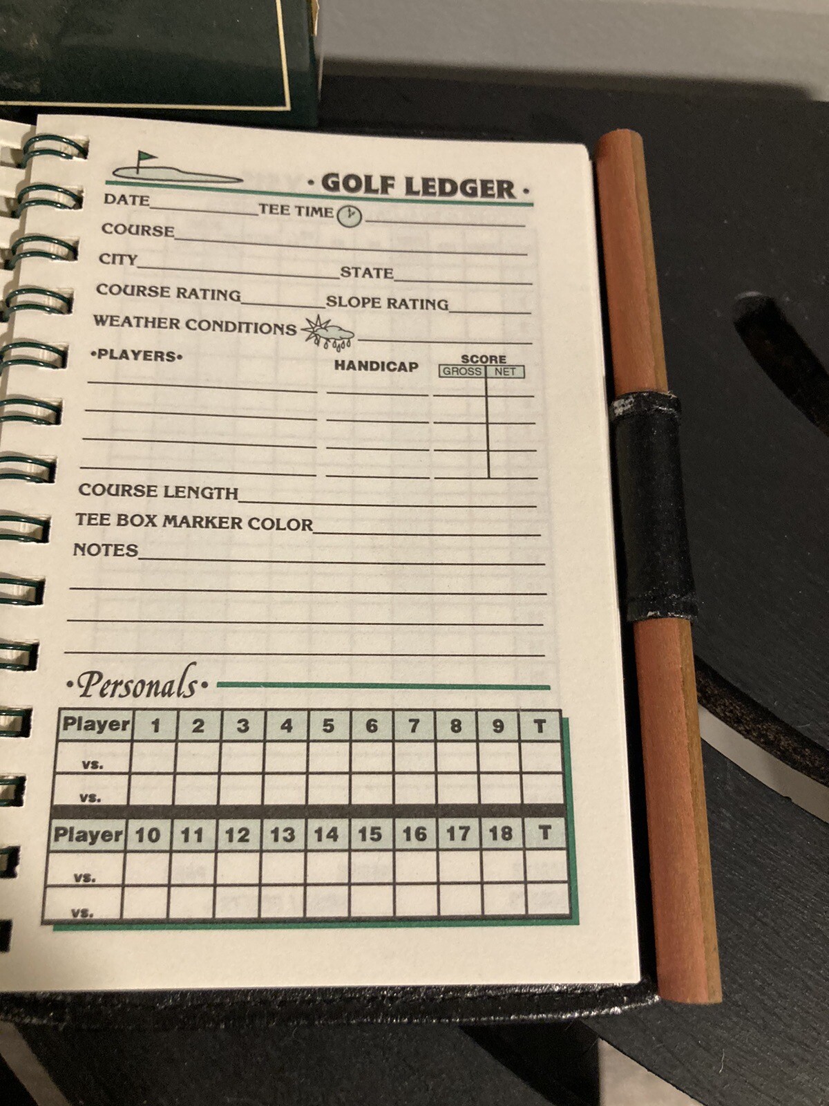 Golfers Journal Faux Leather Brown Leather Notebook Golf Score Keeper