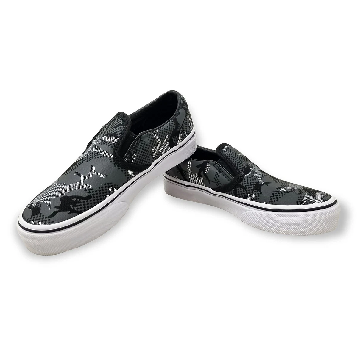 VANS KIDS Classic Slip-On - (Pattern Camo) Black / True White, US Kids Size 12.5
