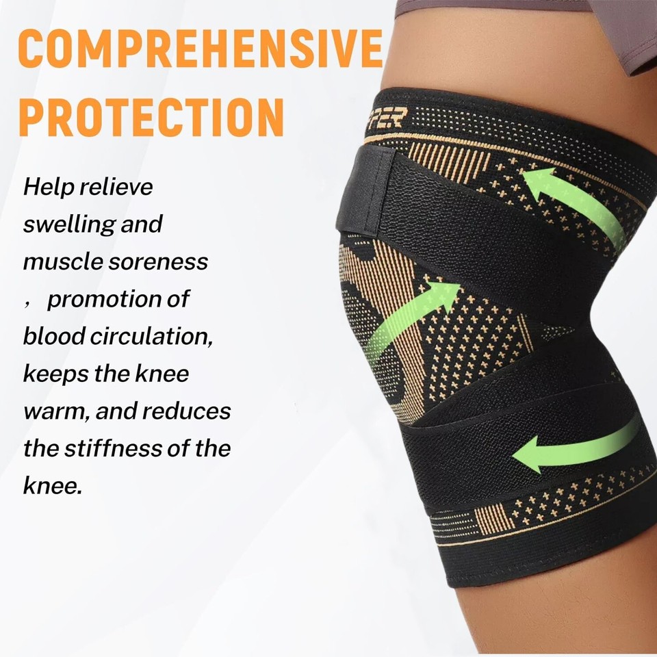 Copper Knee Sleeve Compression Brace Support Sport Joint Pain Relief