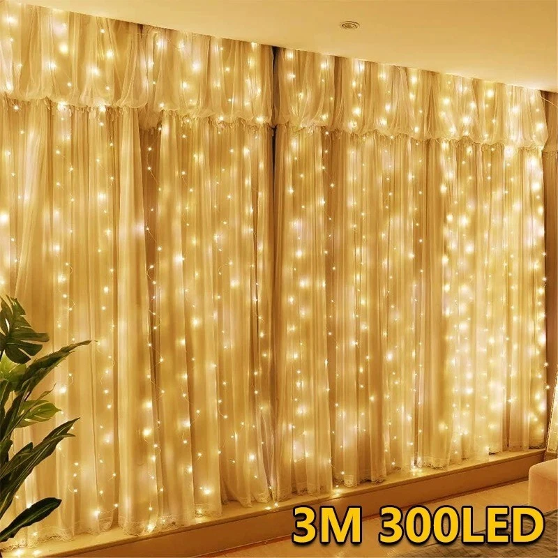 3M LED Lights String Fairy Decoration USB Holiday Curtain Garland Lamp 8 Mode