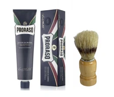 Proraso Shaving Cream, Protective and Moisturizing,5.2 oz (150 ml) BLUE W Brush