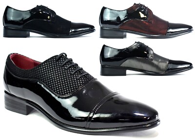 Herren zweifarbige schwarze Schnürschuhe bequem spitz zulaufend Hochzeit Party UK Größe 6-11