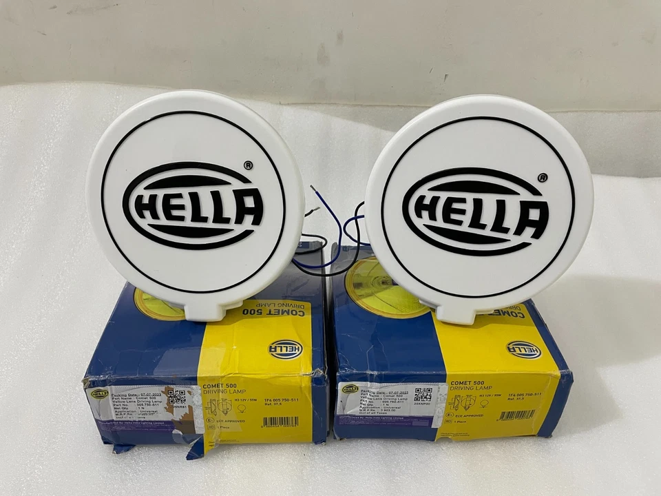 Pair Hella Comet 500 Driving Lamp Yellow Spot Light With Cover Universal Fit - Image 4 of 4