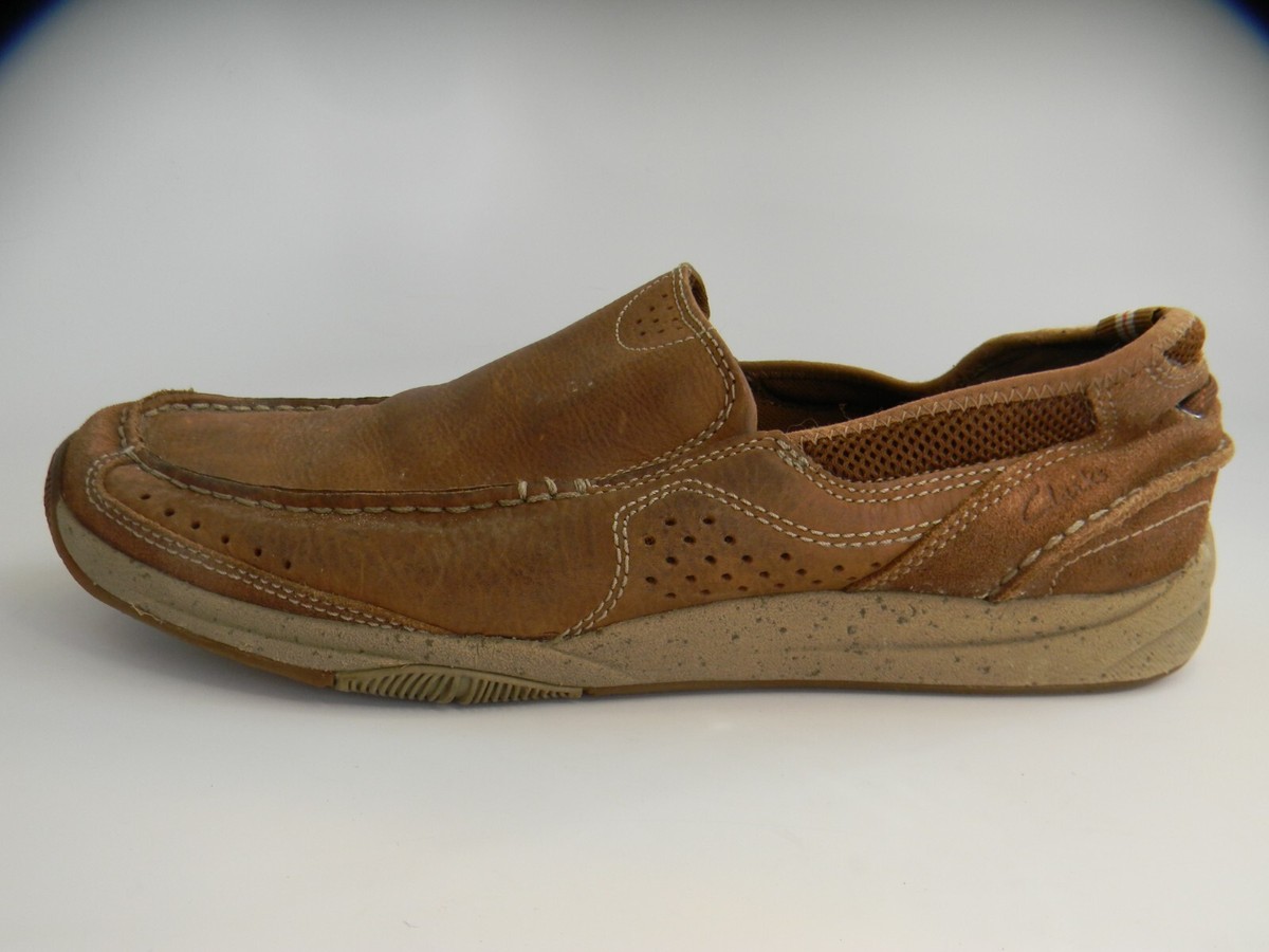 Clarks Men\'s Brown Leather Casual Loafers Shoes Size 11 Clarks Un Hugh Step Slip On Loafer (Men) - Brown Leather  main image 4