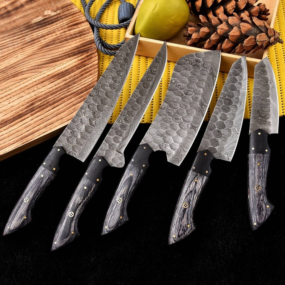 HAND DAMASCUS STEEL CHEF KNIFE Set Kitchen Knives eBay