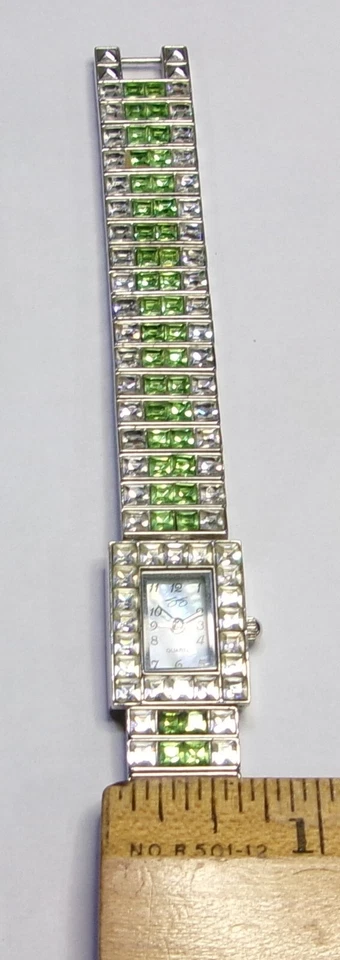 Reloj Suzanne Somers Estilo Deco Verde y Cristal Joyas Foto 4 de 4