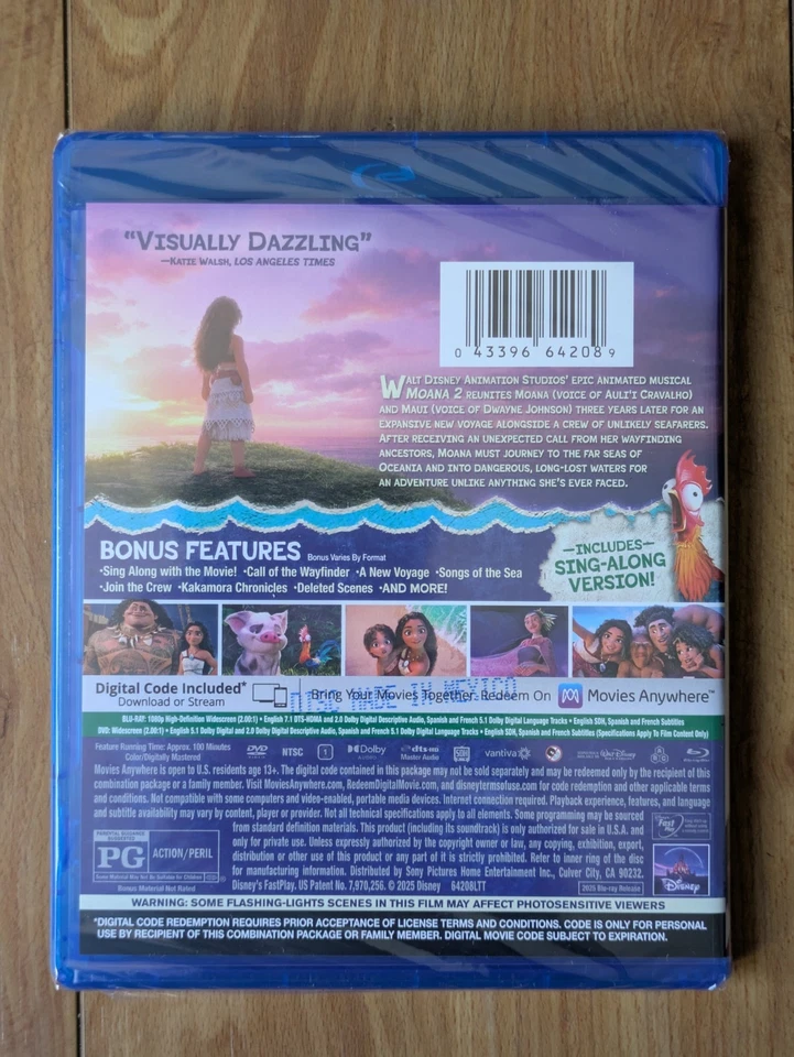 Moana 2 Blu Ray + DVD + digital code With Slipcover New and Sealed - Image 4 of 4