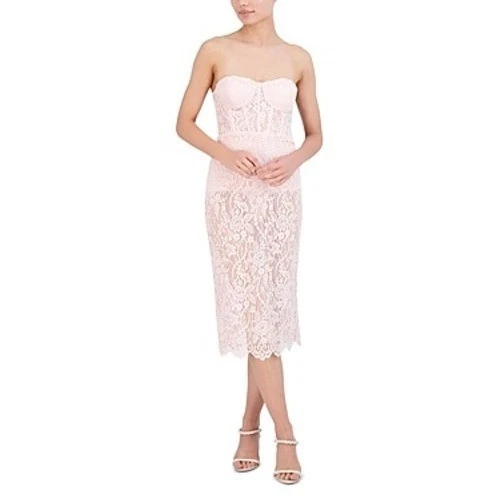 bcbg light pink lace dress BCBGMAXAZRIA Corset Tulle Gown in Pink Tint in Pink Rose