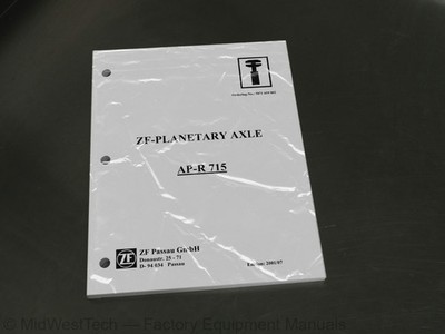 Wacker Neuson ZF Passau AP-R 715 Planetary Axle Service Manual Repair Shop Book